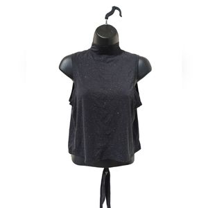 Lululemon Athleta Black Speckled High Neck Tie Tank Top READ DESCRIPTION